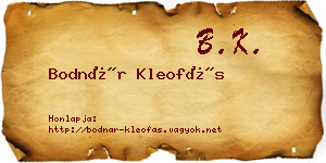Bodnár Kleofás névjegykártya